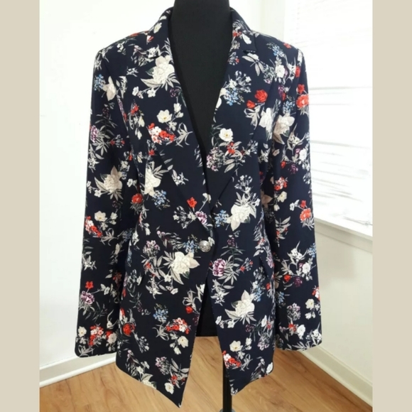 Lane Bryant Jackets & Blazers - Lane Bryant "The Bryant Blazer" Blue Floral Jacket